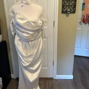 Lace Long Sleeve Fashion Nova Dresses Fancy Taste Satin Maxi Dress White Fashion  Nova